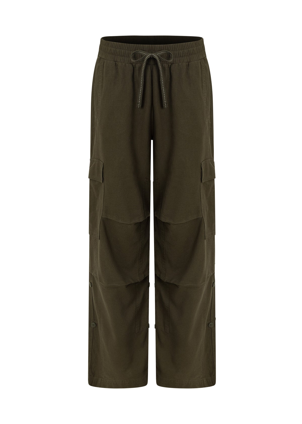 Lorna Jane Linen Flashdance Wide Leg Cargo Pants - Dark Khaki Haze