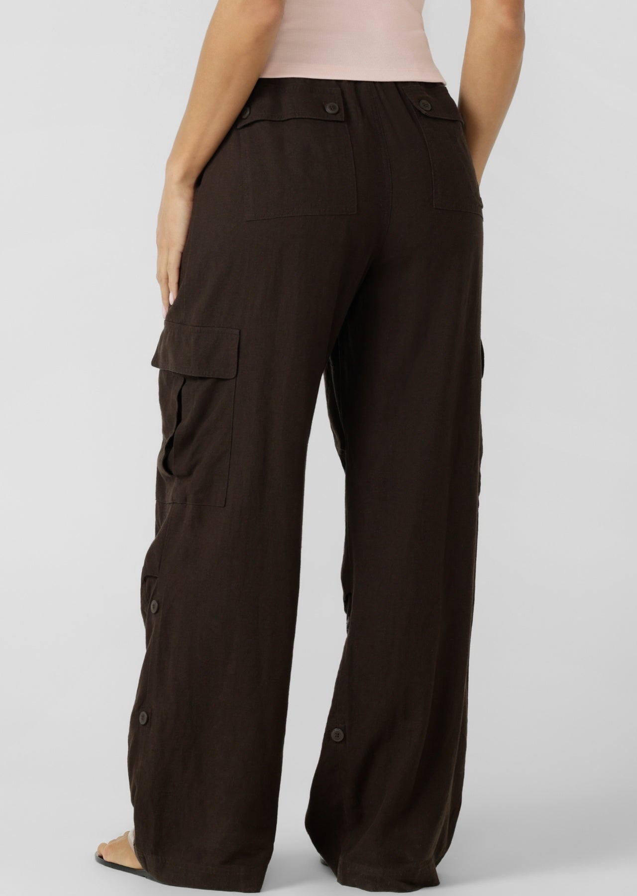 Lorna Jane Linen Flashdance Wide Leg Cargo Pants - Volcano