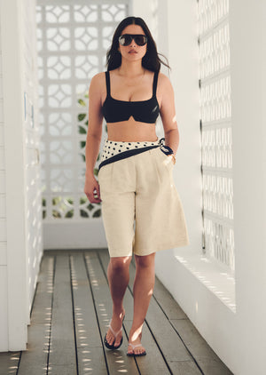 Lorna Jane Hamptons Linen Bermuda Shorts - Natural Marl