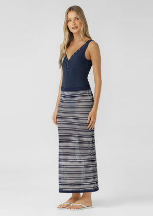 Lorna Jane Coastline Knit Maxi Skirt - Coastline Stripe