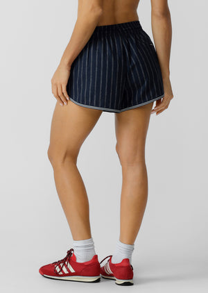 Lorna Jane Effortless Coastline Shorts - Platinum Navy Pinstripe