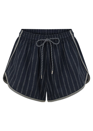 Lorna Jane Effortless Coastline Shorts - Platinum Navy Pinstripe