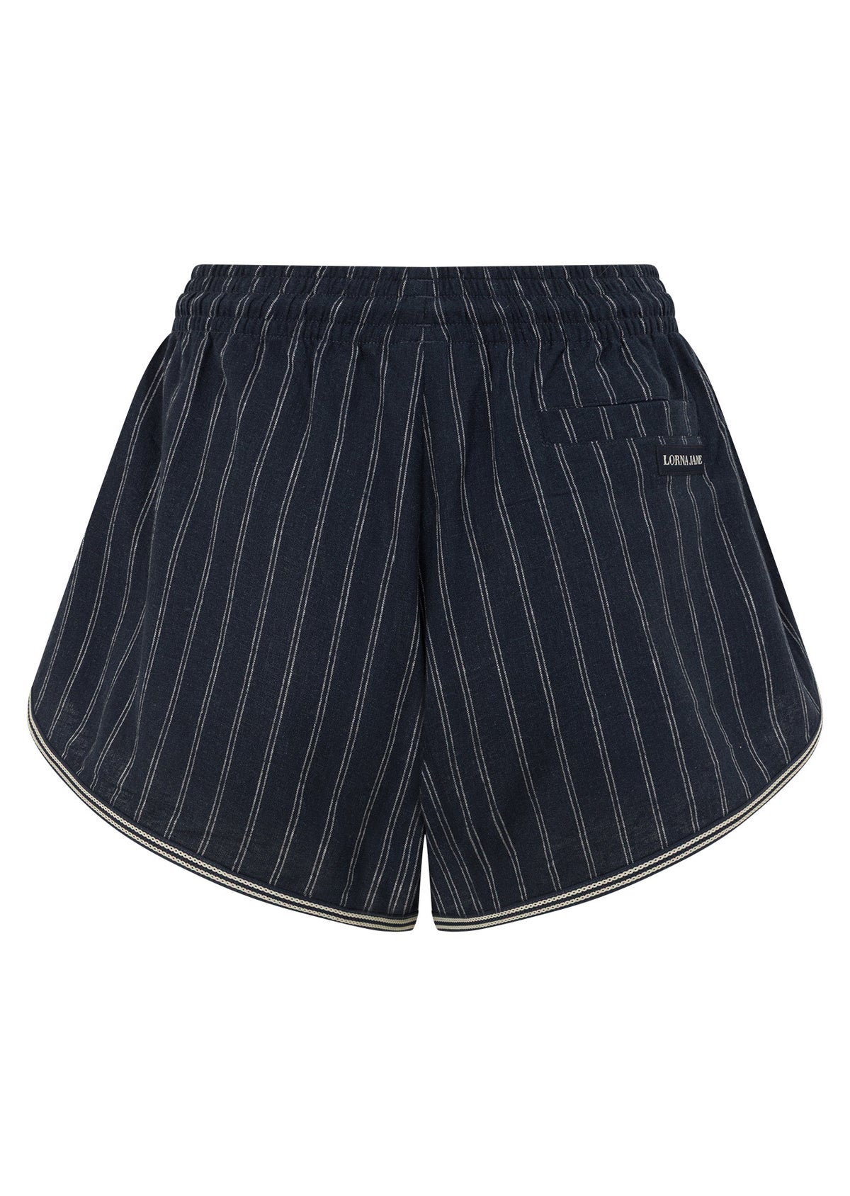 Lorna Jane Effortless Coastline Shorts - Platinum Navy Pinstripe
