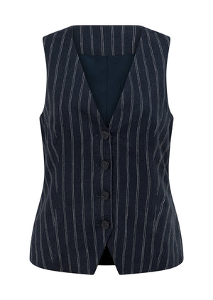 Lorna Jane Effortless Coastline Vest - Platinum Navy Pinstripe