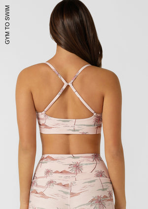 Lorna Jane Paradise Palm Swim Sport Bralette - Paradise Palm Print