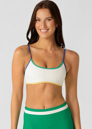 Lorna Jane Retro Rib Swim Sports Bra - Porcelain
