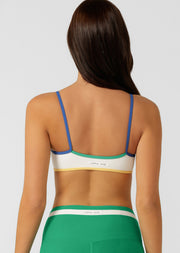 Lorna Jane Retro Rib Swim Sports Bra - Porcelain