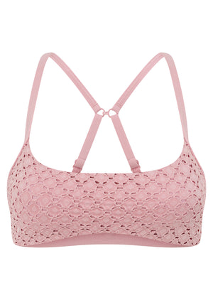 Lorna Jane Keepsake Broderie Sports Bra - Dusty Rose