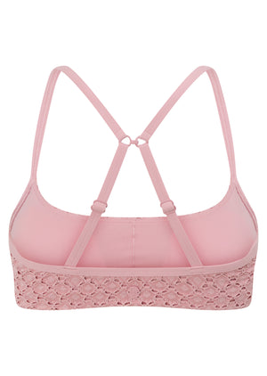 Lorna Jane Keepsake Broderie Sports Bra - Dusty Rose