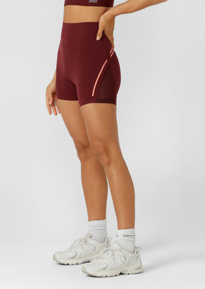 Lorna Jane Train Hard 12cm Bike Shorts - Dark Ruby
