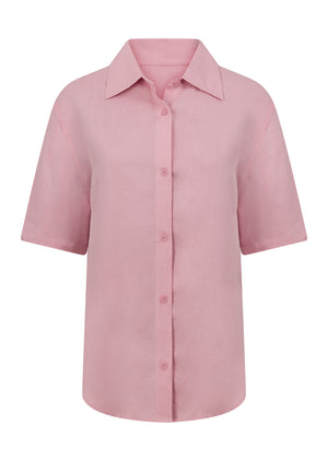 Lorna Jane Preset Linen Short Sleeve Shirt - Dusty Rose