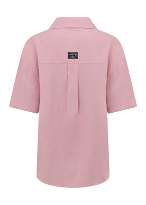 Lorna Jane Preset Linen Short Sleeve Shirt - Dusty Rose