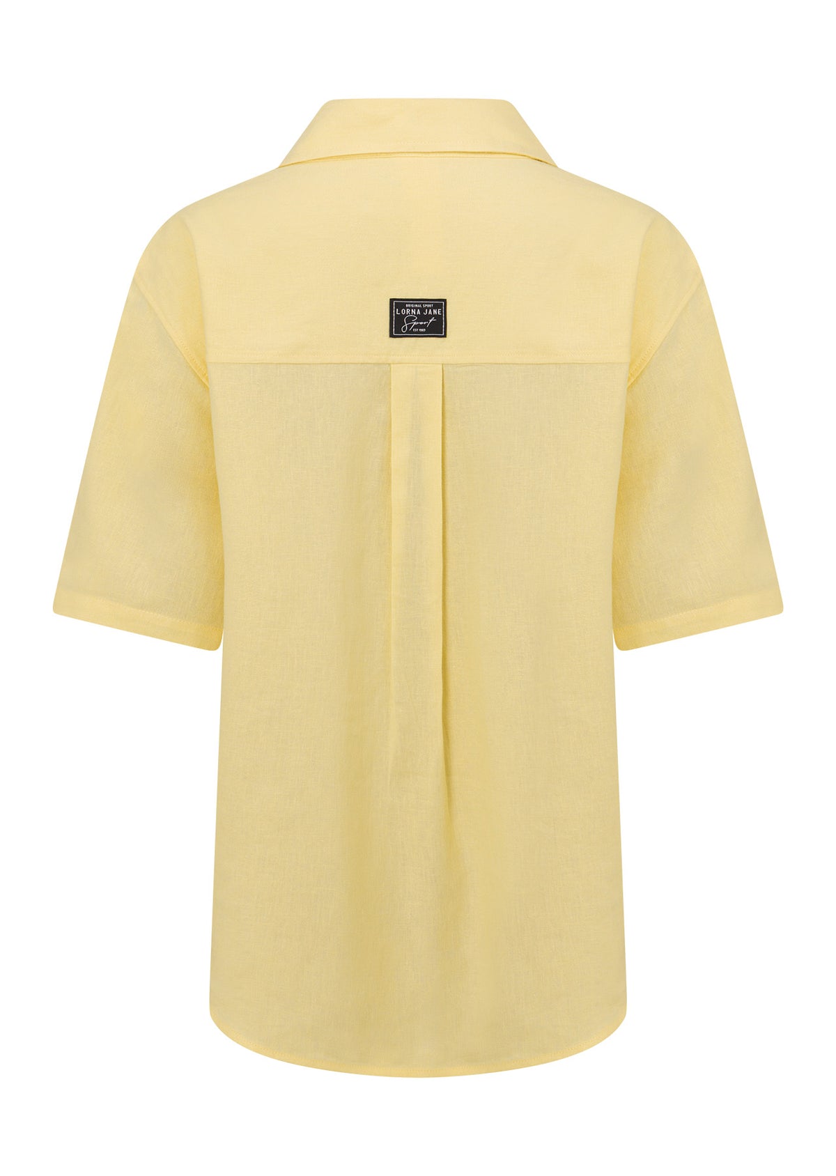 Lorna Jane Preset Linen Short Sleeve Shirt - Lemon Cream