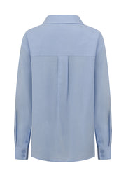Lorna Jane Everline Long Sleeve Linen Shirt - Oxford Blue