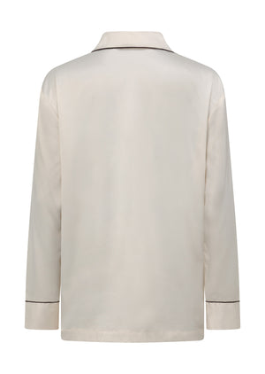 Lorna Jane Sweet Dreams Satin Long Sleeve Shirt - Cream