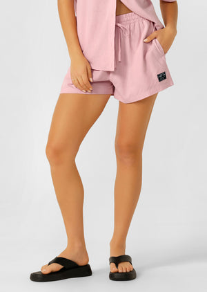 Lorna Jane Preset Linen Shorts - Dusty Rose