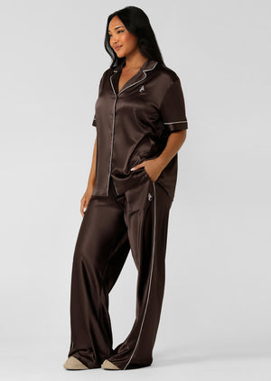 Lorna Jane Sweet Dreams Satin Short Sleeve Shirt - Volcano