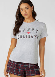 Lorna Jane Happy Holidays T-Shirt - Grey Marl