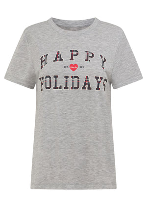 Lorna Jane Happy Holidays T-Shirt - Grey Marl