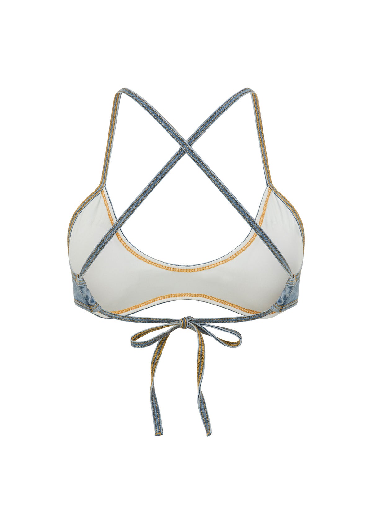 Lorna Jane Sundays Washed Denim Bralette - Washed Light Blue