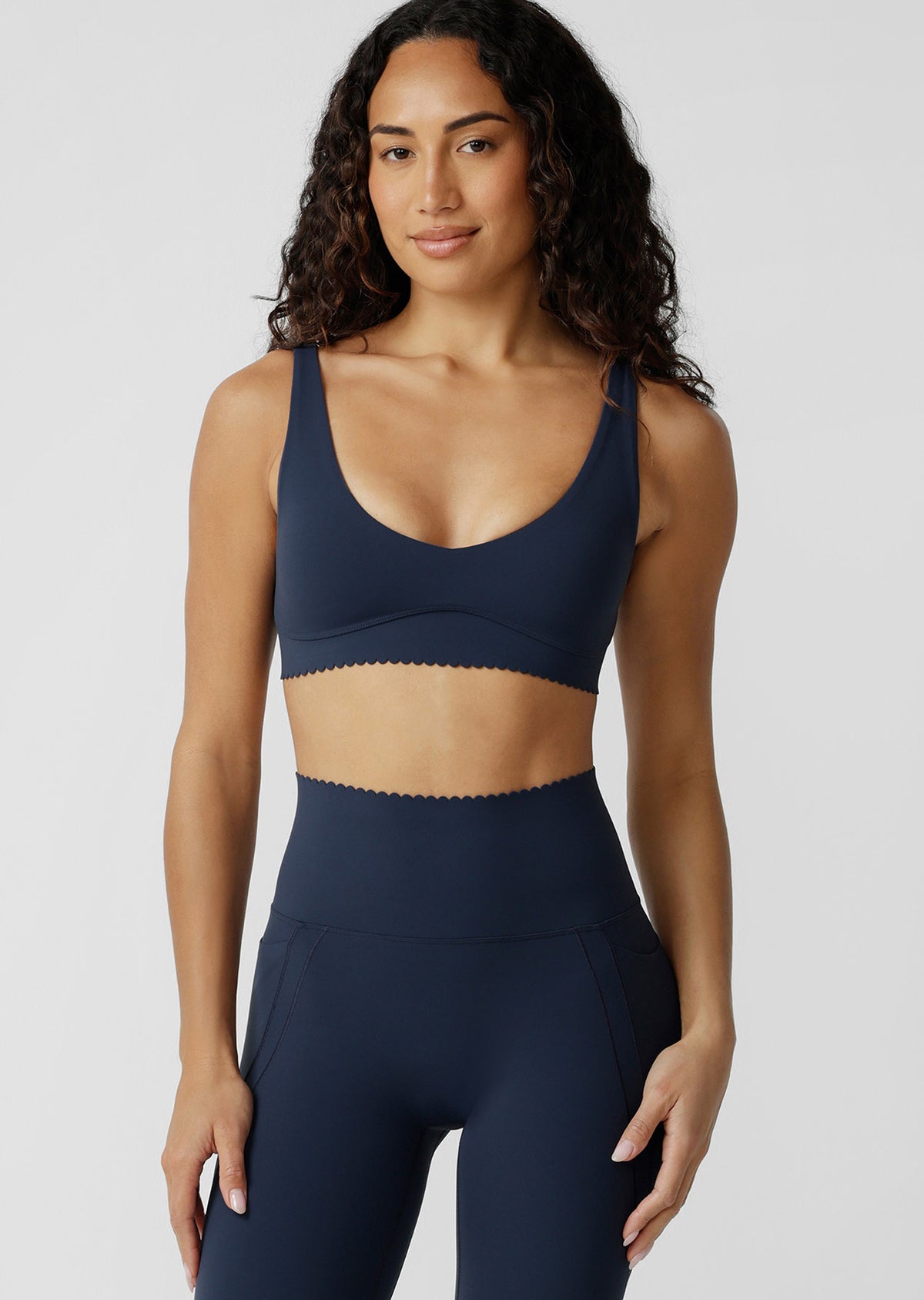 Lorna Jane Sweet Scallop Edge Sports Bra - Platinum Navy