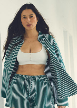 Button Down Rib Sports Bra