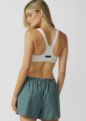 Lorna Jane Button Down Rib Sports Bra - Porcelain