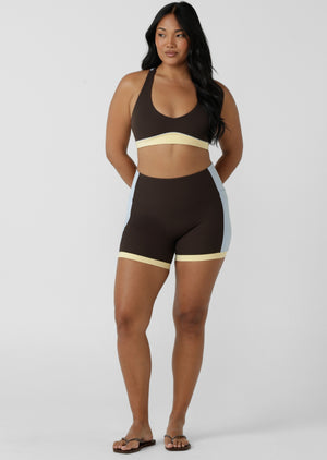 Lorna Jane Set Point High Support Rib Sports Bra - Volcano Multi