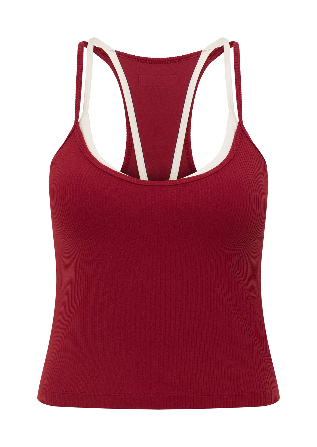 Lorna Jane Layered Look Rib Bra Tank Combo - Cherry