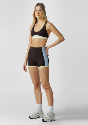 Lorna Jane Set Point No Ride 2 Pocket 12cm Bike Shorts - Volcano Multi
