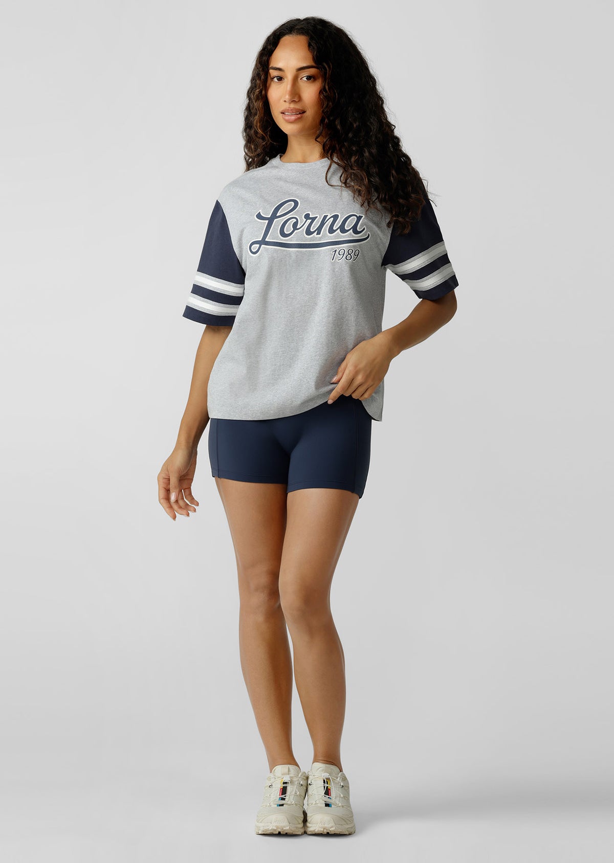 Lorna Jane Sweet Scallop Edge 10cm Bike Shorts - Platinum Navy