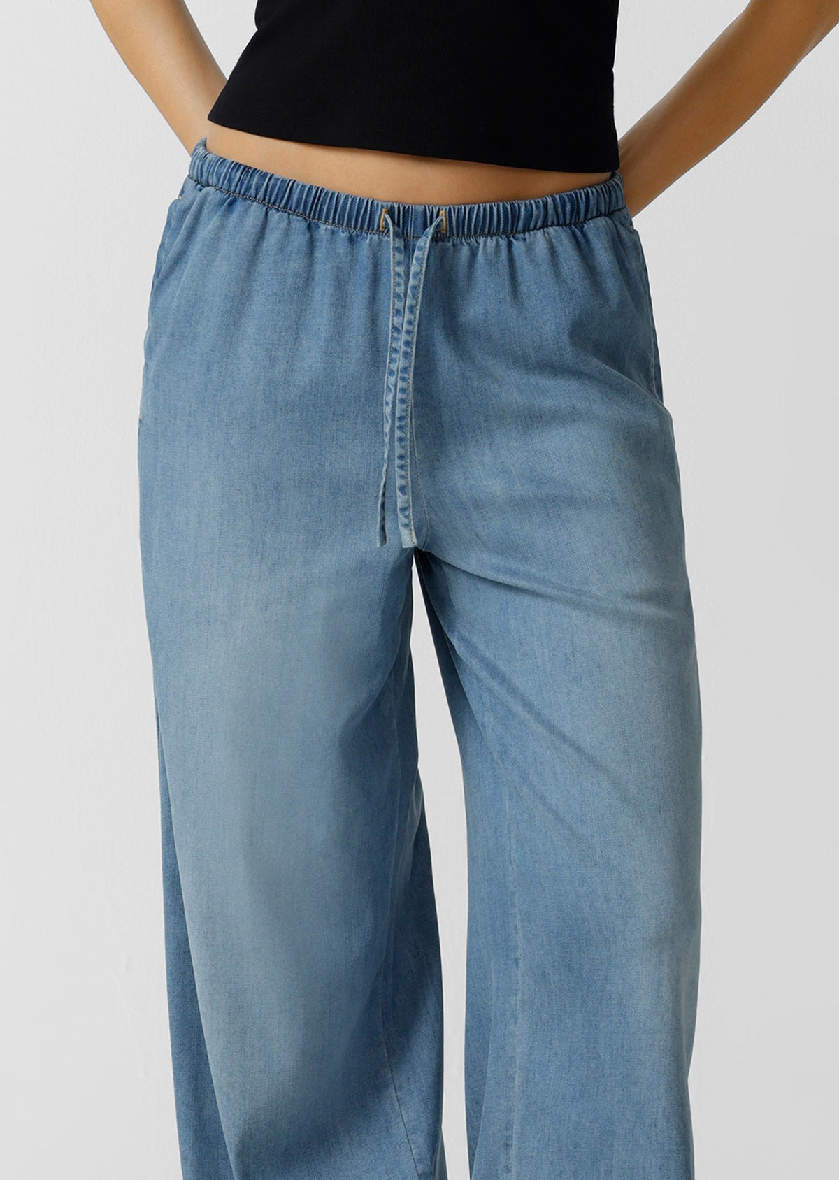 Lorna Jane LJC Lightweight Washed Denim Pants - Washed Light Blue