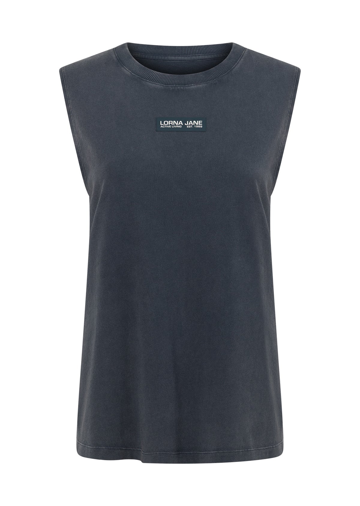 Lorna Jane Fade Away Washed Muscle Tank - Washed Platinum Navy