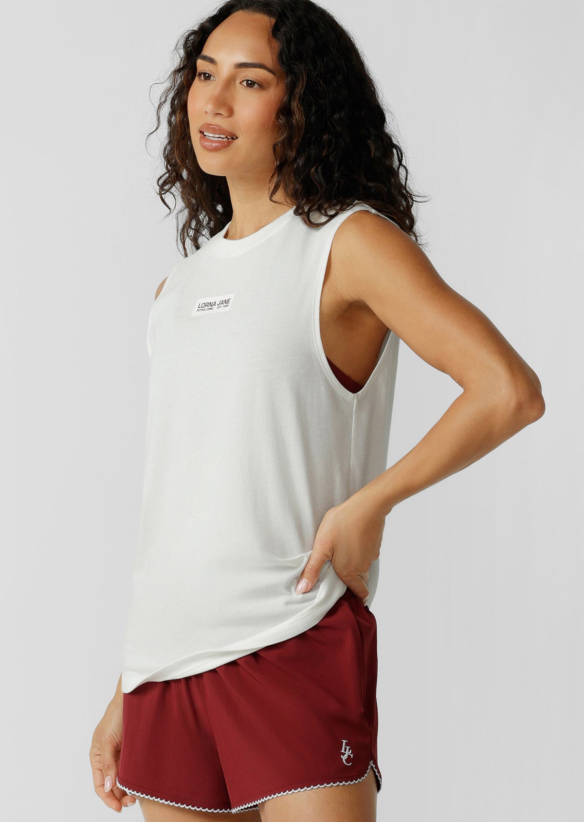 Lorna Jane Fade Away Washed Muscle Tank - Washed Porcelain