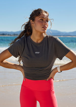 Lorna Jane Iconic Washed Active T-Shirt - Washed Black