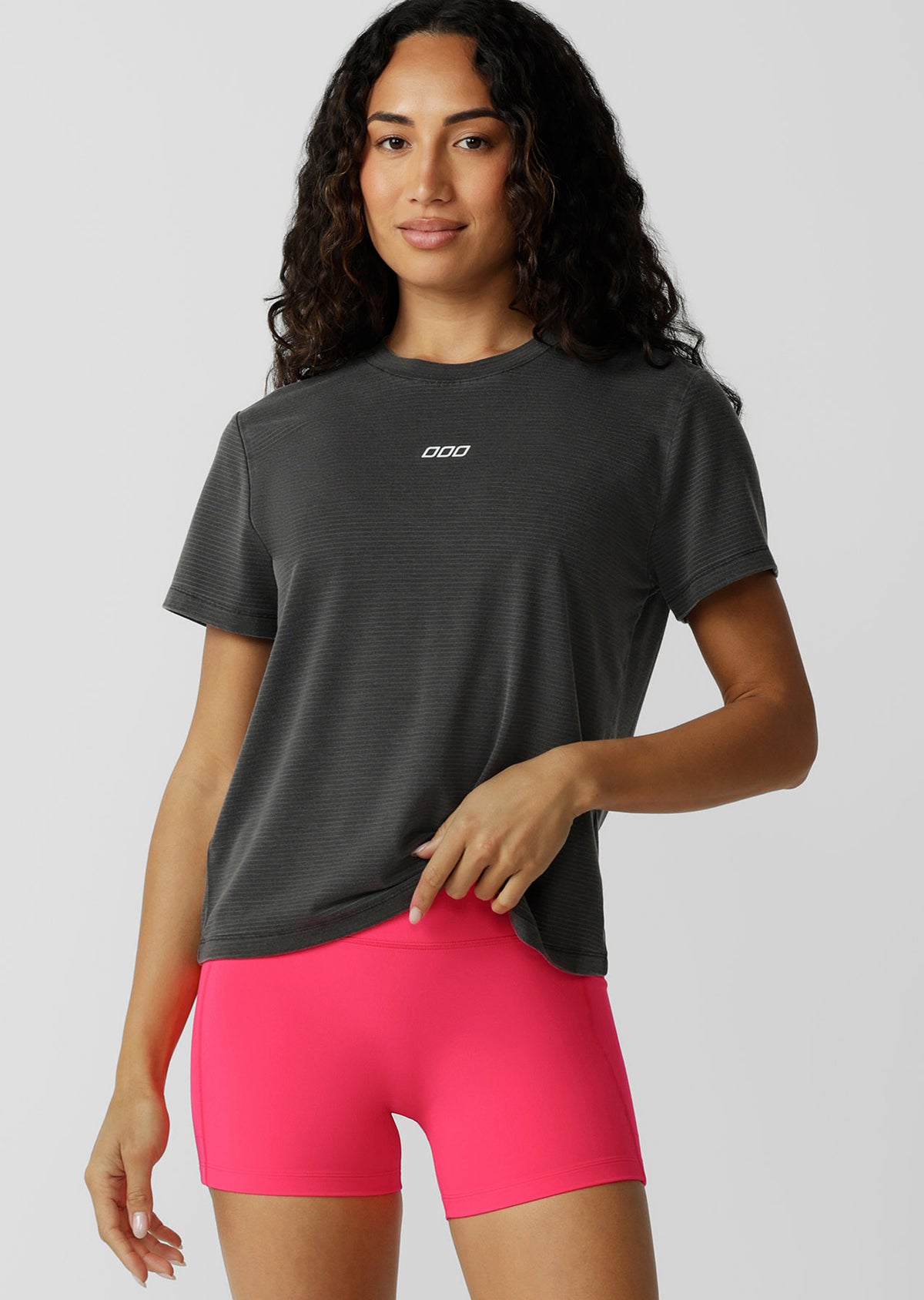 Lorna Jane Iconic Washed Active T-Shirt - Washed Black
