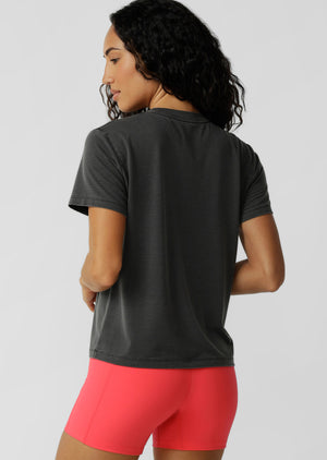 Lorna Jane Iconic Washed Active T-Shirt - Washed Black