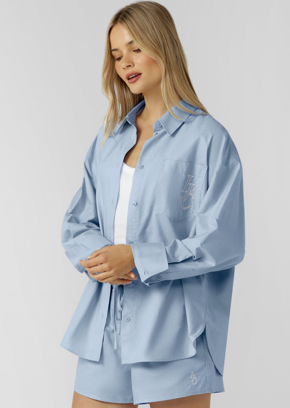 Lorna Jane LJC Unwind Long Sleeve Shirt - Oxford Blue