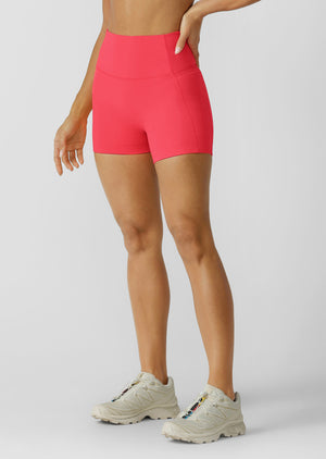 Lorna Jane Hi-Fold No Ride 2 Phone Pocket 10cm Bike Shorts - Neon Watermelon