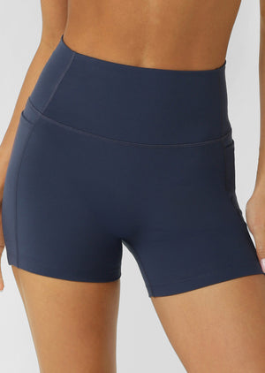 Lorna Jane Hi-Fold No Ride 2 Phone Pocket 10cm Bike Shorts - Platinum Navy