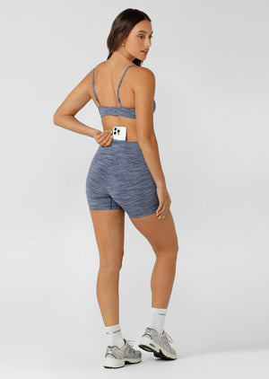 Lorna Jane Retro 12cm Bike Shorts - Deep Dive Blue Marl