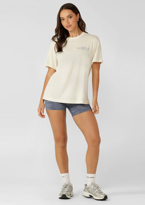 Lorna Jane Paradise Postcard Washed Relaxed T-Shirt - Washed Cream