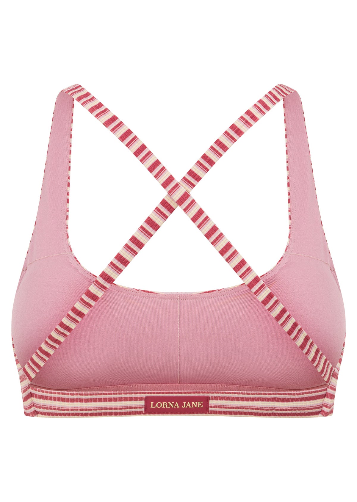 Lorna Jane Candy Stripe Rib Sports Bra - Candy Stripe