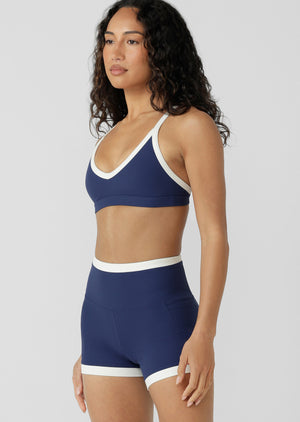 Lorna Jane Traveller Rib Sports Bra - Marine Blue