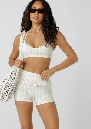 Lorna Jane The Halter Neck Rib Sports Bra - Polka Dot Spot Print