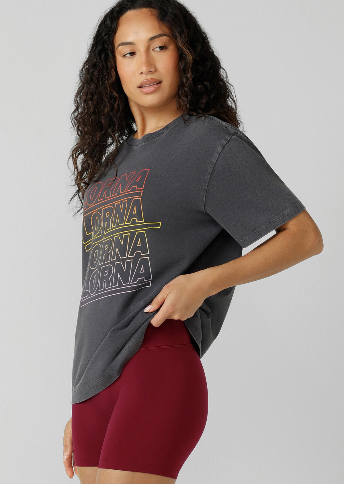 Lorna Jane Daybreak Washed T-Shirt - Washed Titanium
