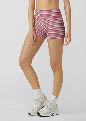 Lorna Jane Candy Stripe Rib 9cm Bike Shorts - Candy Stripe
