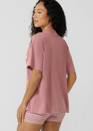 Lorna Jane Golden Palms Washed Boyfriend T-Shirt - Washed Wild Rose