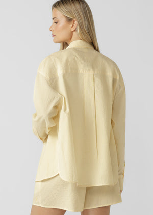 Lorna Jane LJC Recline Long Sleeve Shirt - Butter Yellow Stripe