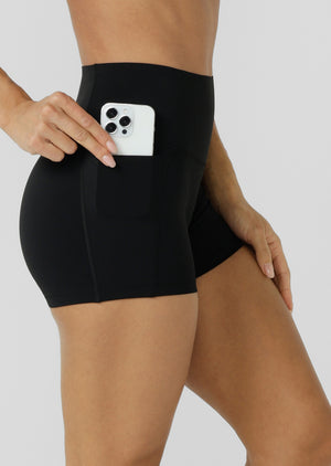 Lorna Jane Invisible Scrunch 2 Pocket 9cm Bike Shorts - Black